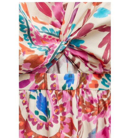 ZARA PRINTED DRESS WITH KNOT SIZE XS NWT - Picture 9 of 12